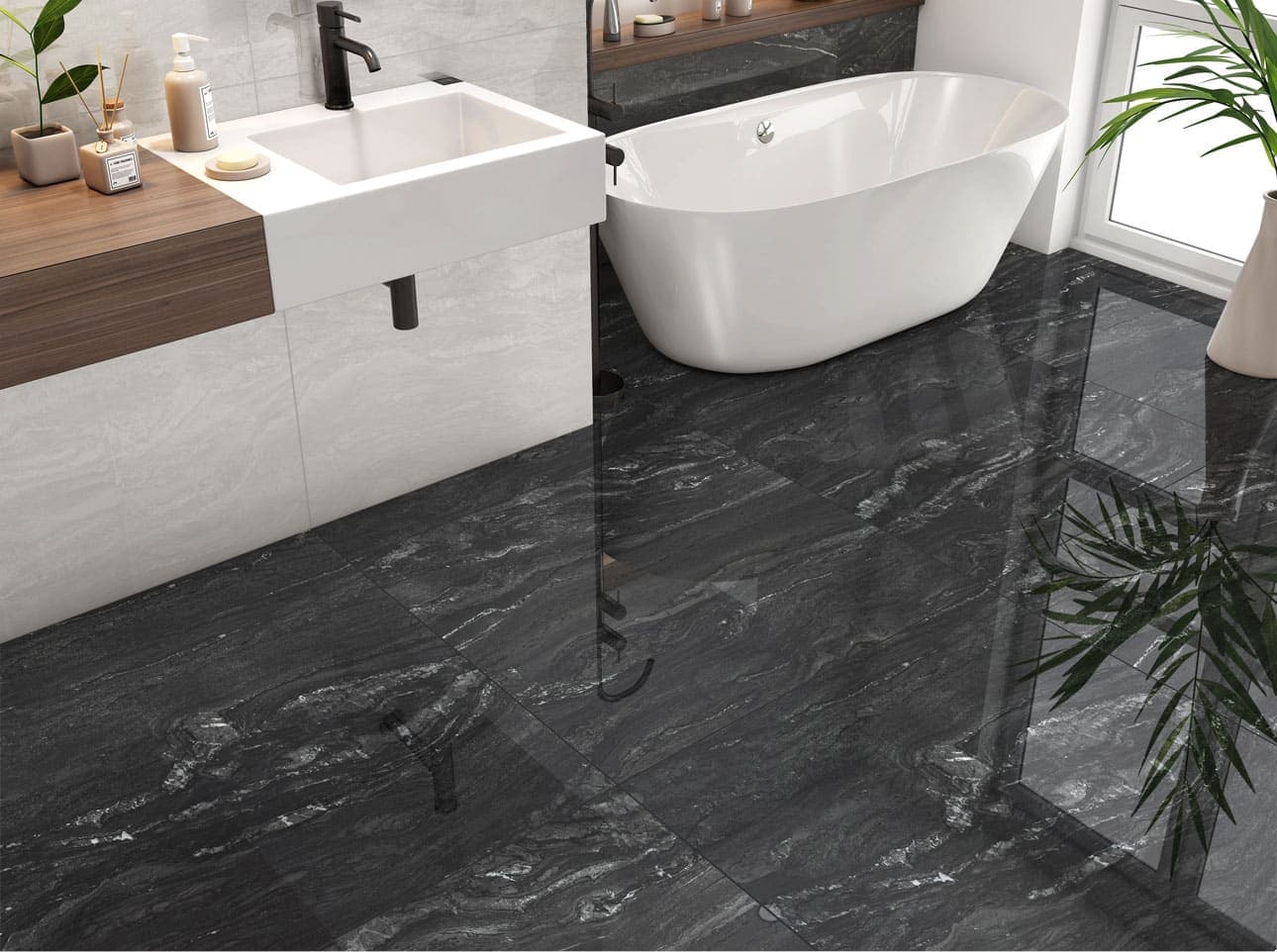 Piso Carbono Black Retificado Polido miniatura 2