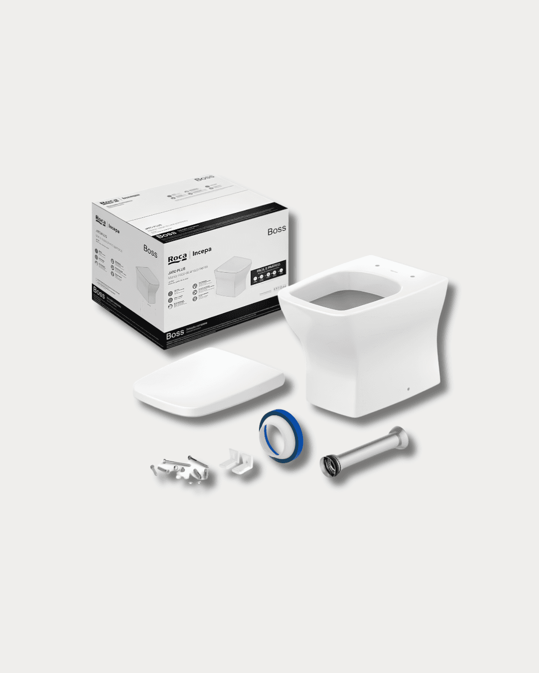 VASO SANITARIO BOSS BRANCO ASSENTO E ITENS DE MONTAGEM ROCA